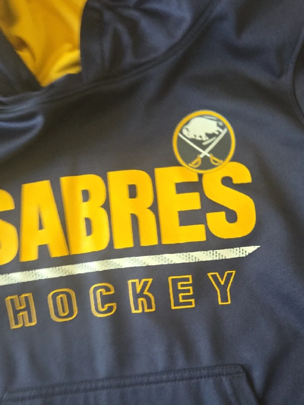 NHL Youth Buffalo Sabres Navy and Gold Pullover Hoodie Youth Medium